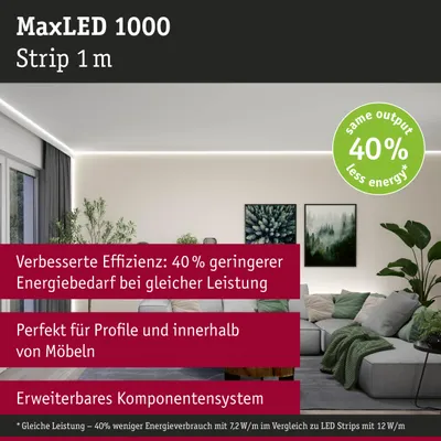 Obrázek produktu pro LED páska Paulmann MaxLED 1000, neutrální bílá, délka pouze 1 m, 7,2 W, 1100 lm/m, 128 LED/m, 4000 K