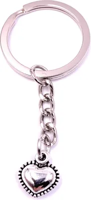 Immagine prodotto di Onwomania Portachiavi Portachiavi in metallo argento Cuore con bordo Amore Amore Partner