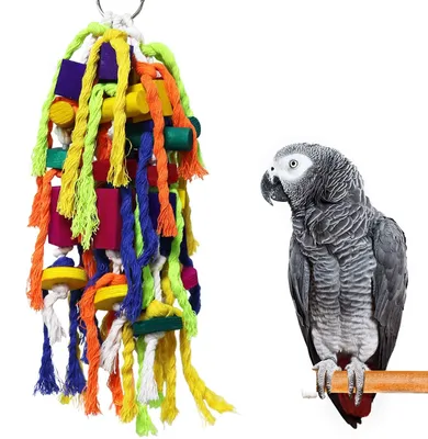 Image de Jouet à mâcher pour perroquet, en bois, pour cage à oiseaux
