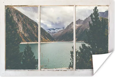 Produktbild von MuchoWow® Poster Aussicht - Baum - Wasser 120x80 cm - Bilder