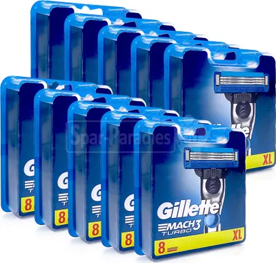 Produktbild von Gillette Mach 3 Turbo 3D Motion Rasierklingen, 8er Pack x 10