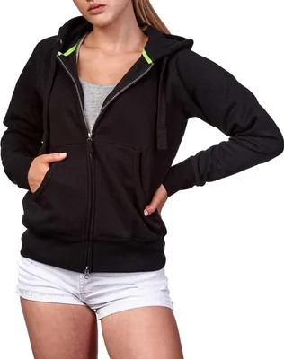 Produktbild von Mivaro Damen Sweatjacke mit Kapuze und Kängurutasche mit Reißverschlusstäschchen aus Baumwolle innen weich gefüttert Regular Fit Hoodie für Freizeit Arbeit und Alltag in vielen Farben