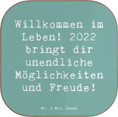 Produktbild von Mr. & Mrs. Panda Untersetzer für Gläser Spruch 2022 Geburtstag Freude - Meeresbrise - Geschenk, Alter, Glas, Geburtstagsfreude, Glückwunsch, einzigartiger, Tassen