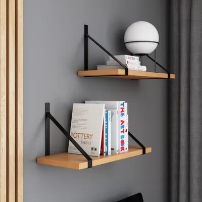 Produktbild von AKKE Bavaria Buche Hängeregal GINO modern LOFT-style LxB: 80x20 cm