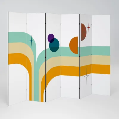Produktbild von SpaceRebels Paravent Raumteiler - 6-teilig Raumtrenner, Druck 1-Seite - Raumtrenner - Trennwand Wohnung - Room Divider - Spanische Wand Deko Modern Sichtschutz