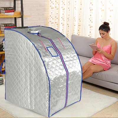 Produktbild von Infrarot Sauna-Box Tragbare Dampfsauna  Indoor Folding Sauna Dampfkabine Personal Spa Trockene Saunaheizung 1000W |silber