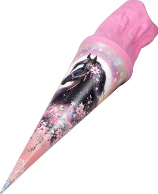 Produktbild von goldbuch Geschwistertüte Luna: Schultüte mit Pferde-Motiv, 35 cm lang, Ø 11,5 cm, rosa