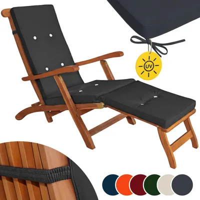 Image de Detex Coussin pour chaise longue anthracite pour siège inclinable coussin pour bain de soleil relaxation intérieur extérieur hydrofuge