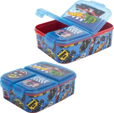 Zdjęcie produktu dla Pudełko na kanapki Hot Wheels | 3 oddzielne przegródki | Pudełko na przekąski