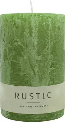 Produktbild von Stumpenkerze aus Paraffin, Olive, Rustic, WENZEL, 110/70 mm, Brenndauer ca. 51h, selbstverlöschend