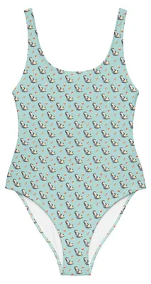 Produktbild von Mr. & Mrs. Panda Badeanzug Pinguin Lachen Größe XL - Carribean Blue - Geschenk, Bademode, Rückenfreier, Lustiger Spruch, Haha, Funny, Damen-Badeanzug, Swimsuit, Lol