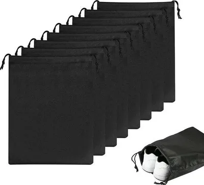 Immagine prodotto di Borsa da viaggio impermeabile, 8 pezzi, nera, in tessuto, con cordoncino