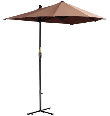 Produktbild von Terrassenschirm - 200 x 190 x 240 cm - Kurbel - Stahlmast - UV-Schutz - Kreuzfuß - Kaffeebraun