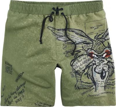Produktbild von Looney Tunes Badeshort Herren Coyote oliv Fan-Merch, Filme 100% Polyester M