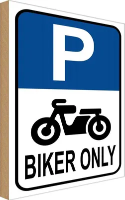 Produktbild von vianmo Holzschild 40x30 cm Biker only Motorrad Parkplatzschild