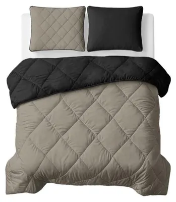 Zdjęcie produktu dla Kołdra Sleeptime Lazy, kolor taupe/czarny, rozmiar 200 x 200 cm, w komplecie z poszewkami na poduszki