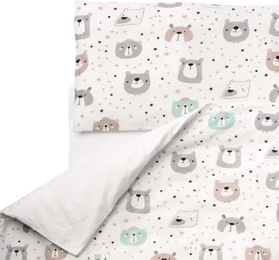 Zdjęcie produktu dla Komplet pościeli dziecięcej FlyIdeas 100x135 cm, 100% czystej bawełny z certyfikatem. Bawełniany zestaw kołderki dla niemowląt z poszewką na poduszkę do łóżeczka dla noworodka