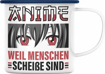 Produktbild von TRENDATION Anime Emaille Tasse Geschenk Spruch Emaille Emaille Tasse (Blau)