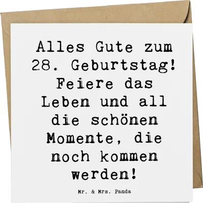 Produktbild von Mr. & Mrs. Panda Grußkarte Spruch 28. Geburtstag - Weiß - Geschenk, Dekoration, faltkarte, Glück, doppelkarte, Geburtstagsgeschenk, Happy Birthday, Glückwunschkarte