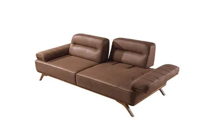 Produktbild von Villa Möbel Sofa Andorra Braun 2-Sitzer Relax- und Bettfunktion, pflegeleichter Mikrofaser Samtstoff, inkl. Kissen