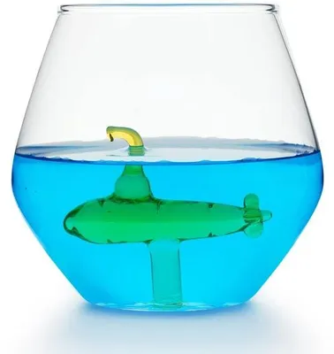 Productafbeelding van Glazen voor drankjes, 450 ml - Ontwerp met diepzeevis - Roestvrij staal - Cocktailglas - Waterfles - Uniek cadeau