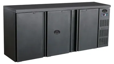 Produktbild von Gastro Barkühler | Barkühlschrank | Flaschenkühltisch | Schwarz | 3 Türen | 537 Liter | 0 bis +10 °C