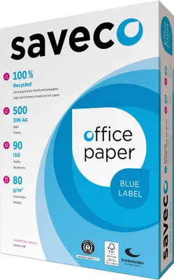 Image de Papier à copier Saveco Blue Label 100000009 A4 80g ISO 90 500fl.