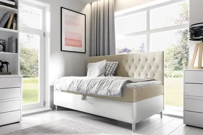 Produktbild von Boxspringbett FIFI 2 100x200 cm Bett mit Stauraum Kinderbett Bonell H3 (Fresh 01 + Soft 17)