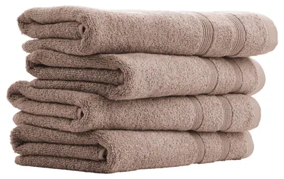 Produktbild von Uncover by SCHIESSER Handtuch Brooklyn | 4er-Set | 100% Baumwolle | schlichte Streifenbordüre | Weich und saugstark | 50x100 cm | Taupe
