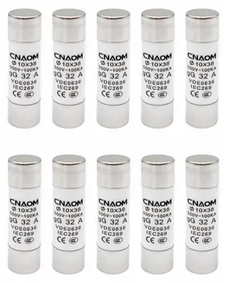 Keramiksicherungen 32A, 10x38mm, 500V, 10 Stück