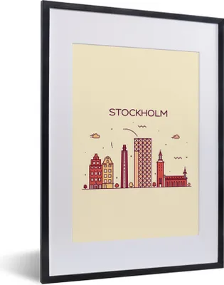 Produktbild von MuchoWow® MuchoWow® Gerahmtes Poster Schweden - Skyline - Stockholm 30x40 cm - Poster mit zchwarzem Bilderrahmen - Wandposter Schlafzimmer