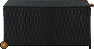 Obrázek produktu pro vidaXL Zahradní box na polštáře černý 120x65x61 cm polyratan