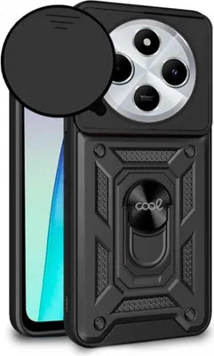 Produktbild von Schwarze stoßfeste Silikonhülle mit Ring für Xiaomi Redmi 14C