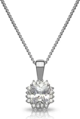 Produktbild von Kette quadratischer Anhänger klar Modeschmuck MOK0016