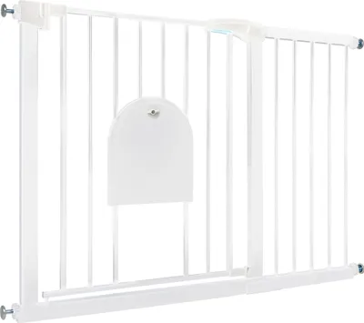 Image de XINZI barrière d'escalier sans perçage, 105-115cm pour enfants, chiens et chats, barrière d'escalier avec fonction Auto-Close & Keep-Open, blanche