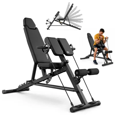 Produktbild von TREX SPORT Multifunktions Hantelbank TX-200B | Trainingsbank mit 7-fach verstellbarer Rückenlehne, Curlpult & Beinstrecker, bis 250 kg