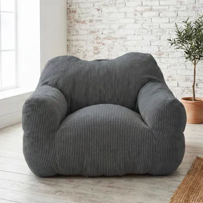 Image de Pouf géant pour adulte, rembourrage en mousse déchiquetée, canapé de sol moelleux, forme carrée, gris