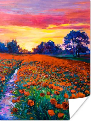 Produktbild von MuchoWow® Poster Malerei - Natur - Blumen - Ölfarbe 120x160 cm - Wandbilder