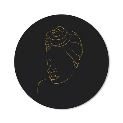 Produktbild von MuchoWow® Mauspad Mousepad Frau - Kopftuch - Gold - Strichzeichnung 50x50 cm - Mousepads - Maus Mat - Pad - Mausunterlage - Vinyl