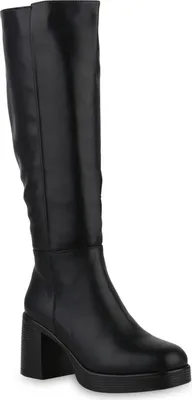 Produktbild von VAN HILL Damen Klassische Stiefel Eckige Plateau Vorne Schuhe 840722, Farbe: Schwarz, Größe: 38