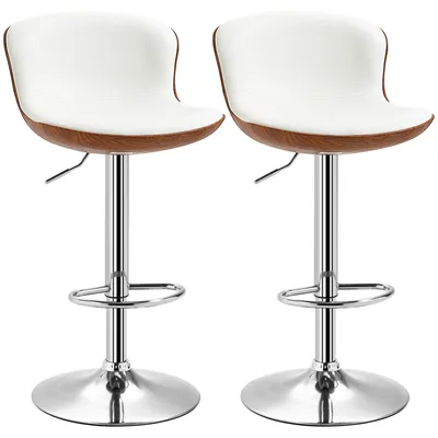 Produktbild von HOMCOM 2er-Set Barhocker, Bistrohocker mit Fußstütze, Drehbar Barstuhl Cremeweiß