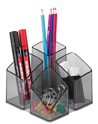 Produktbild von HAN Stiftehalter SCALA grau-transparent Polystyrol 4 Fächer 12,5 x 12,5 x 10,0 cm