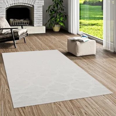 Produktbild von In- und Outdoor Teppich Flachgewebe Santorin Grau Silber Modern, Größe:80x150 cm