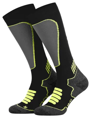 Produktbild von Tobeni Kompressionsstrümpfe Sport Laufstrümpfe Damen Herren Ski Motorrad, Farbe:Schwarz-Neon-Gelb, Grösse:39-42