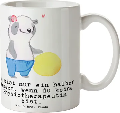 Produktbild von Mr. & Mrs. Panda Teetasse Physiotherapeutin Herz - Weiß - Geschenk, Henkelbecher, Kaffeebecher, Kaffeetasse, Dekotasse, Tasse
