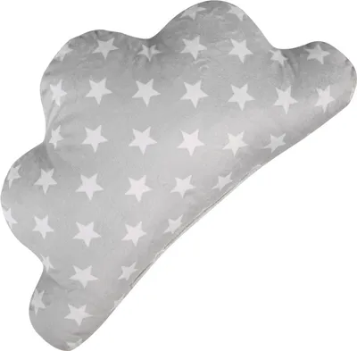 Produktbild von Ferocity Samt Kissen für das Kinderzimmer 50 cm Groß; Deko für Kinder Motiv Grau Weiße Sterne Wolke [091]
