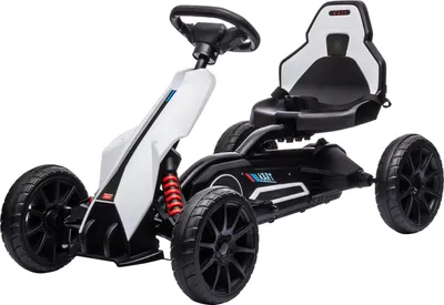 Zdjęcie produktu dla Gokart elektryczny dla dzieci 12 V, 3-5 km/h, do driftu, z 2-kierunkową regulacją trybu, pasem bezpieczeństwa, kierownicą, gokart dla dzieci w wieku 3-8 lat, biały |
