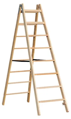 Produktbild von Holz Stufen Doppelleiter Mod. HST - Sprossenanzahl: 2 x 8, Länge: 2,14 m
