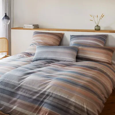 Produktbild von elegante Mako-Jersey-Bettwäsche-Garnitur Swoosh Farbe Terra Größe 135x200+80x80