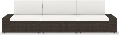 Produktbild von vidaXL Modulares 3-Sitzer-Sofa Poly Rattan Braun